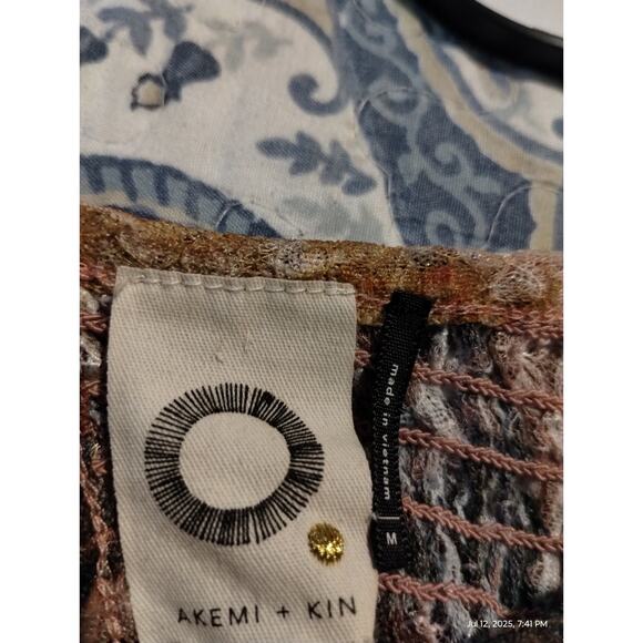 Anthropologie AKEMI+KIN Women's size M Floral Smocked Ruffle Bell Lacey Top - Picture 9 of 10